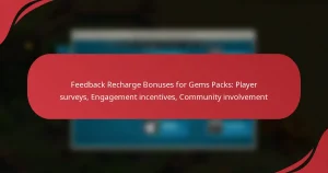 Feedback Recharge Bonuses for Gems Packs: Player surveys, Engagement incentives, Community involvement