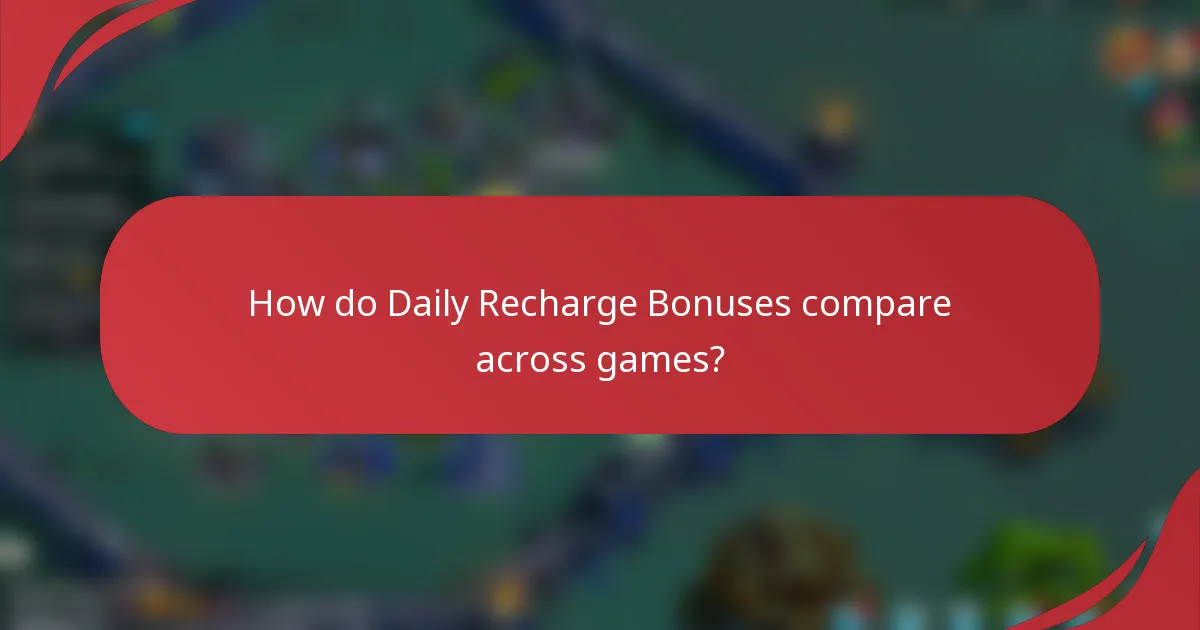 How do Daily Recharge Bonuses compare across games?