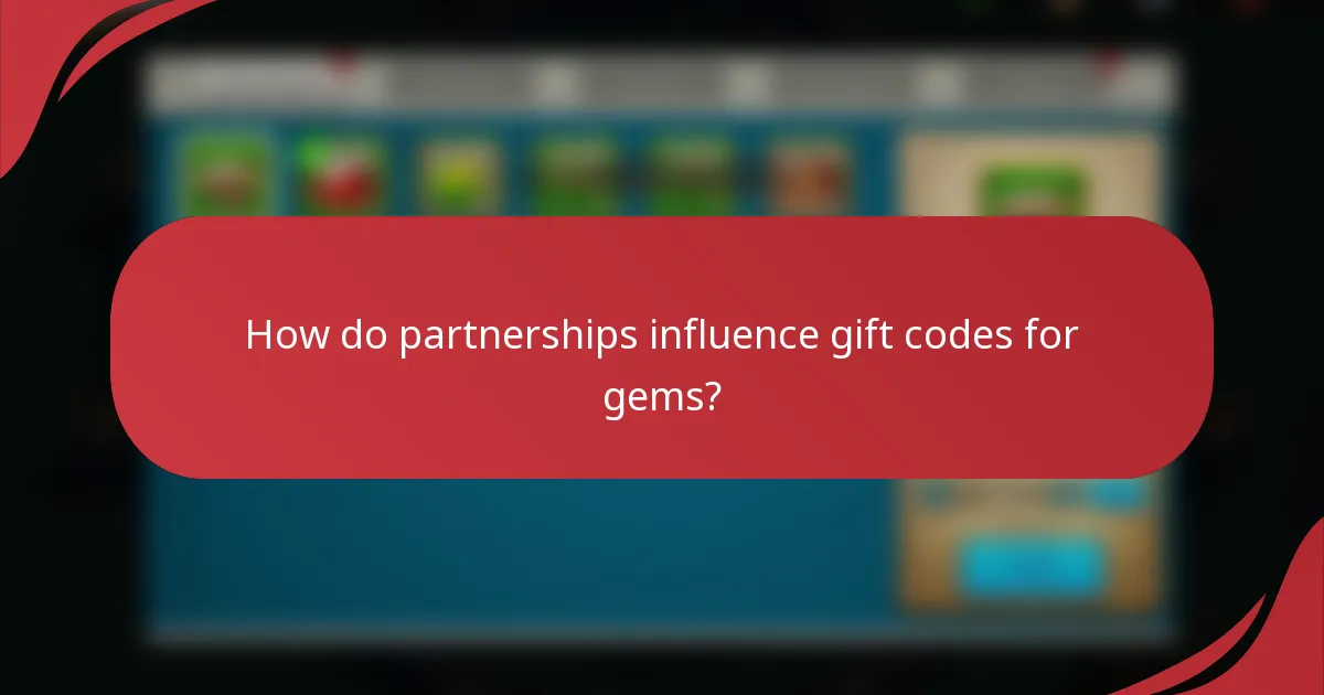 How do partnerships influence gift codes for gems?